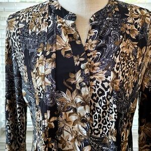 EUC, women’s, medium, animal print and paisley blouse. Brown & black